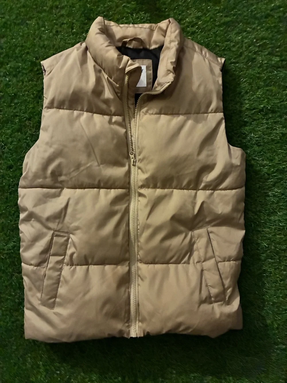 Boys Quilted Puffer Vest - Tan